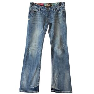 Adiktd Jeans Womens 6 W29 Y2K Bootcut Embroidered Rose Studded Denim 31 Short